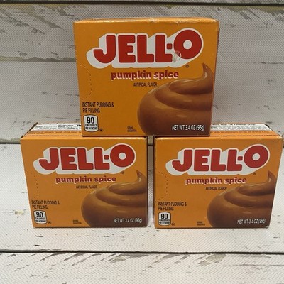 3PK Jell-O Pumpkin Spice Instant Pudding & Pie Filling Dessert Mix 3.4oz Exp8/27