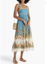 ZIMMERMANN Chintz Tiered Midi Dress Size 1 /Aus 10 /US 6 Blue Floral Euro Summer