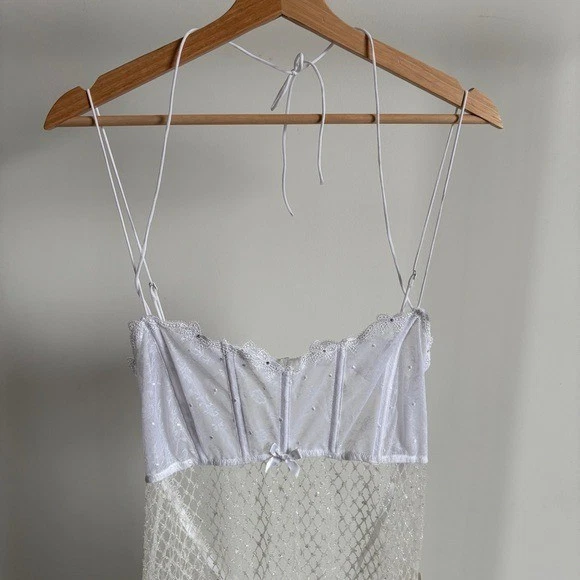 $169 Nuevo con Etiquetas Vestido Blanco Para Amor Y Limones “Ellery” Brillo Sin Mangas Talla X-Grande Foto 3 de 4