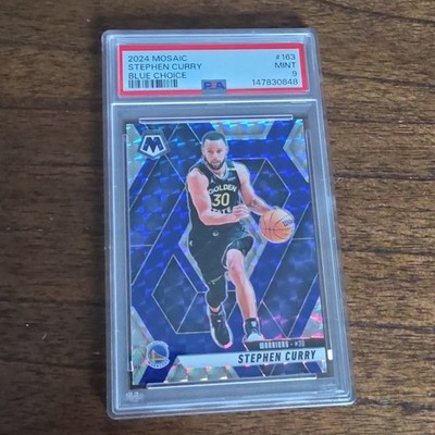 Panini 2024-25 Mosaic Stephen Curry #163 Choice Blue Mosaic Prizm /45 PSA 9