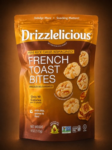 Drizzilicious French Toast Bites Mini Rice Cakes 4 oz Gluten Free Non-GMO Sealed