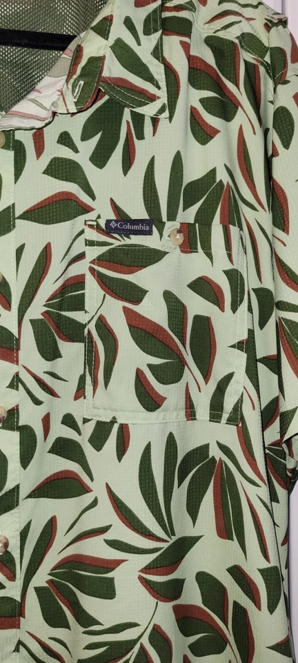 Columbia Para Hombres XXL Omni-Mecha Utilizador Tejido SS Camisa Fresca Hoja de Salvia UPF 40 Botones Foto 3 de 4