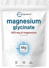 Micro Ingredients Magnesium Glycinate 500mg Per 240 Count (Pack of 1) 