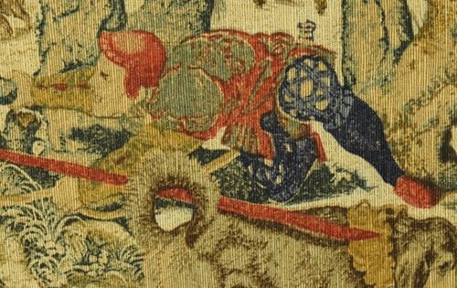 Stunning Large Vintage French Printed Linen Wall Hanging, Tapestry Hunting Scene - Picture 12 of 24
