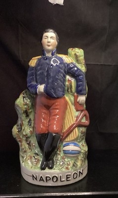 Antique 19th Century Staffordshire Flat Back Napoleon 31cm Hand painted Whimsy
