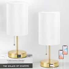 2 Sets Table Lamps with 2 USB, Minimalist Beside Lamps for Bedroom, Nightstan...