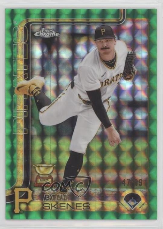 2025 Topps Chrome Green Geometric Refractor 47/99 Paul Skenes #300 4k8