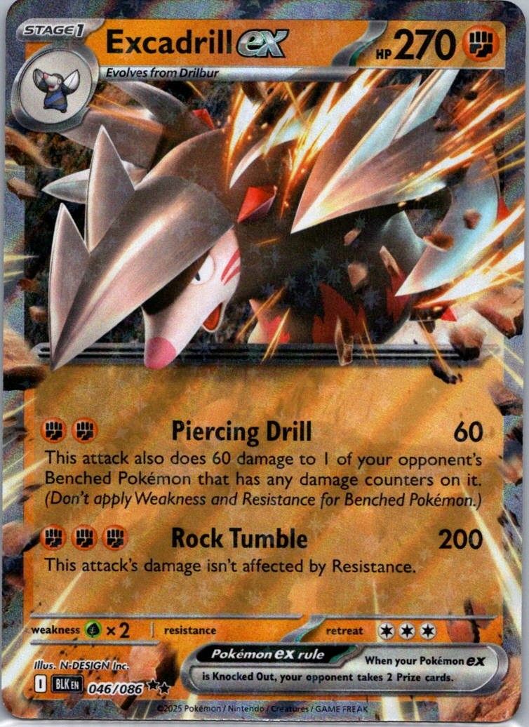 Pokemon TCG Excadrill ex 046/86 Black Bolt Holo NM