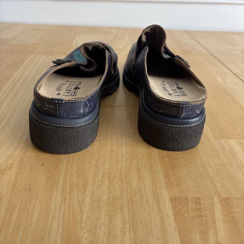 Mules L' Artiste by Spring Step ComfiCute de cuero floral negro 38 para mujer Foto 3 de 4