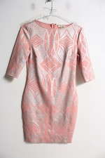 Love Label Womens Metallic Geo Print Bodycon Dress - Pink - Size 8 (e93)