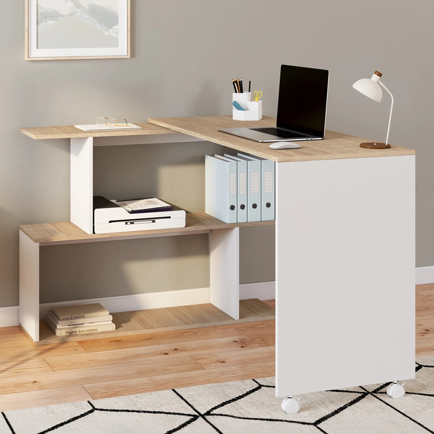Bureau d'angle JOY rotatif pour optimiser l'espace des petites pièces