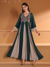 Elegant Dubai Abaya Kaftan Maxi Dress Evening Party Loose Women's Robe Jalabiya