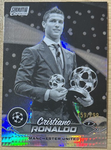 Cristiano Ronaldo 2023-24 Topps Stadium Club Chrome UCL Black White Prism /299
