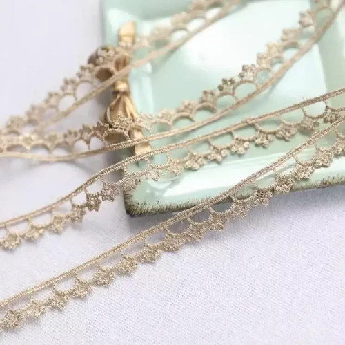 Metallic Gold color lace trim 3/8-inch-wide price per yard - Picture 4 of 5