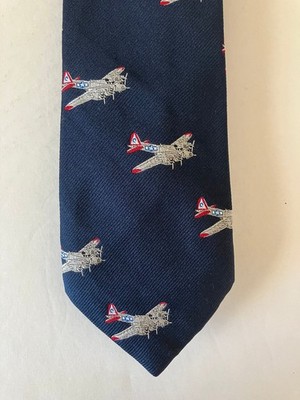 Smithsonian Institution Men's Necktie Tie Polyester Repp Bomber Plane 57''