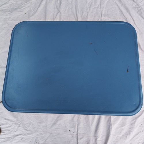 Tavolo carrello utilità vintage Cosco 3 livelli metà secolo blu cromato modello 12-104 - Foto 6 di 16