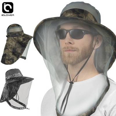 Mosquito Head Net Hat with Neck Flap Wide Brim Outdoor Hiking Gardening Fishing