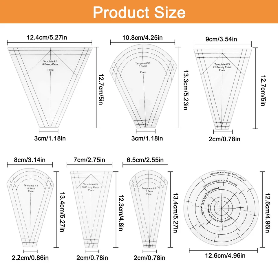 Juego de reglas de acolchado de costura en forma de 10 piezas plantilla creativa retazos para manualidades hágalo usted mismo Foto 2 de 4