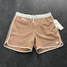 VUORI Banks Athletic Short 5" Men's Size L Sedona Brown Stripe