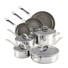 Anolon EverLast Ceramic Nonstick Pots & Pans W/ Lids- Stainless Steel READ DESCR