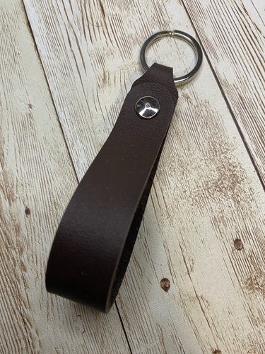 Rustic Full Grain Leather KeyChain Hand Strap Brown Handmade Key Holder - Picture 1 of 3
