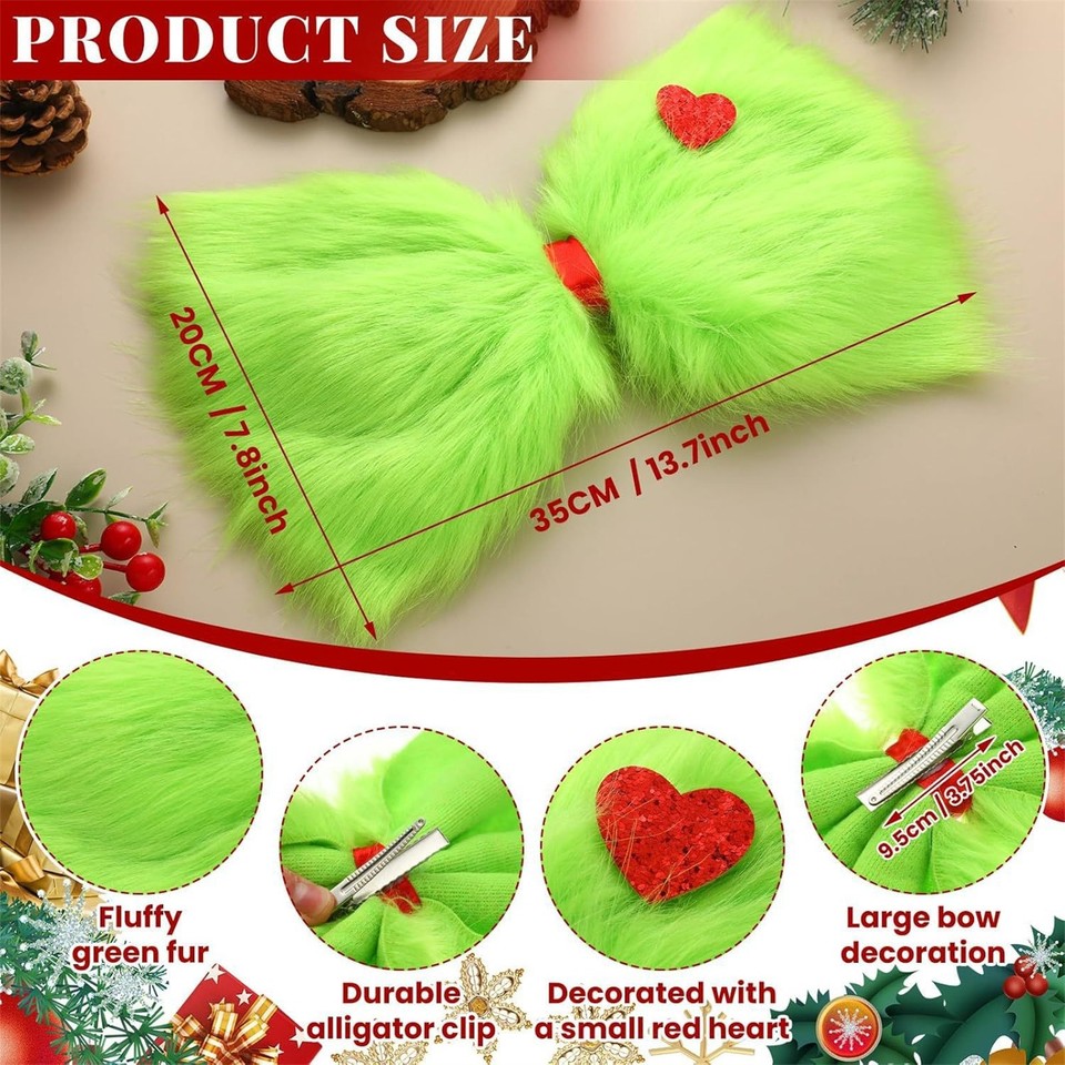 2 Kleine Grüne Gingham-Haarschleifen – Mit Krokodilclip, Ca. 7 Cm, Perfekt Für Schuloutfits