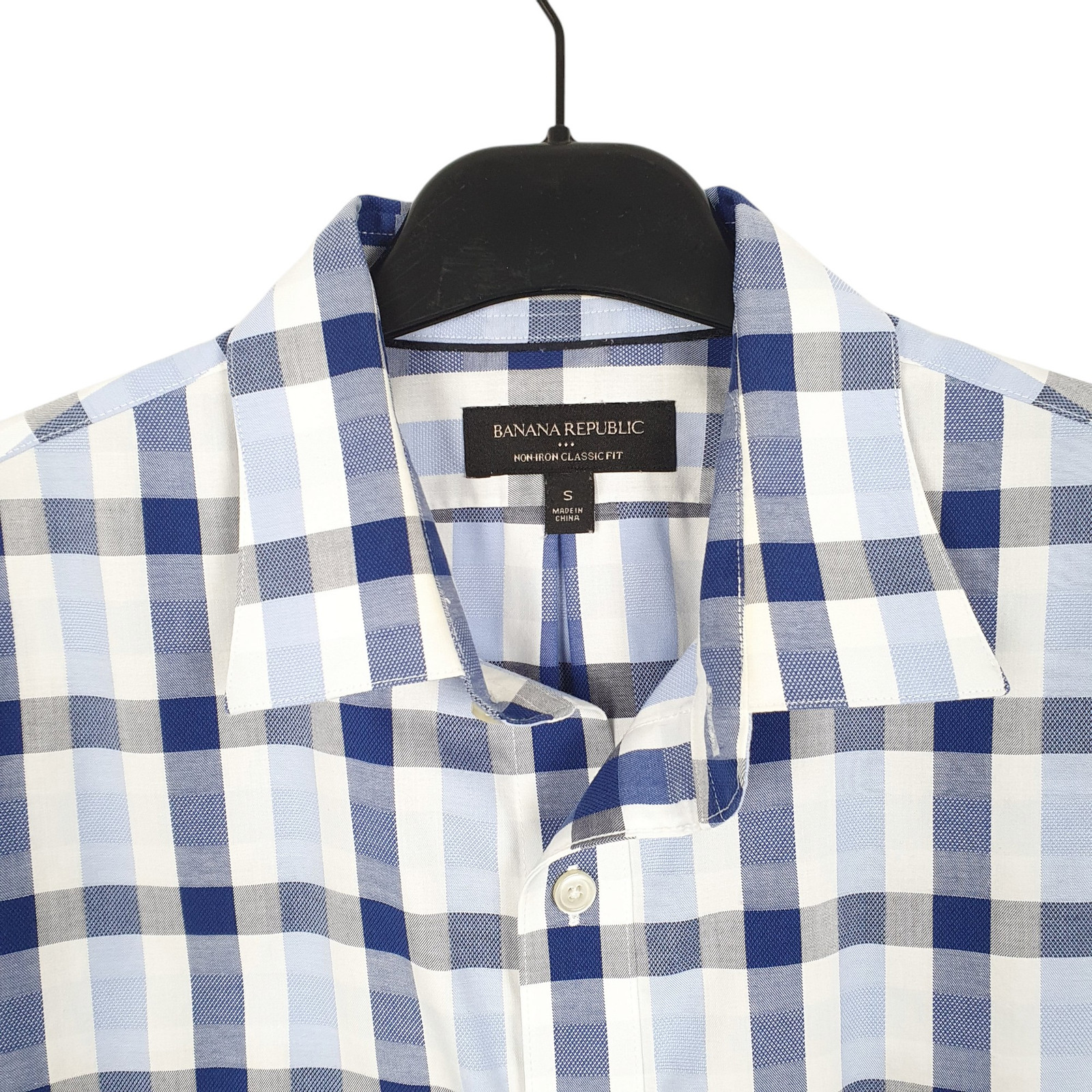 BANANA REPUBLIC Blue Check Shirt Long Sleeve Casual Cotton Mens S image 2