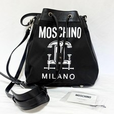 Borsa a tracolla MOSCHINO 2 vie con coulisse nylon nero usata originale