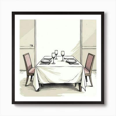 Esszimmer Tisch Kunstdruck gerahmt Wandbild Poster Leinwanddruck Bild