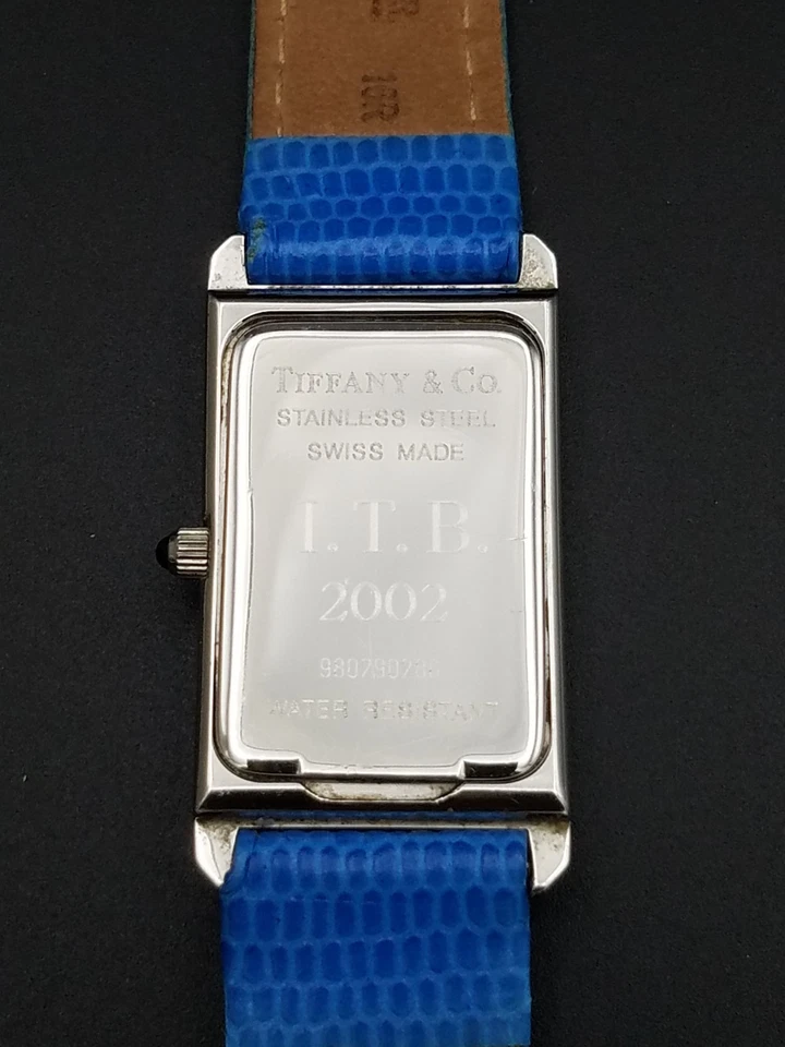 Tiffany & Co. Vintage Tank Ladies Watch Swiss Made Stainless Steel Leather Strap - Image 3 of 4