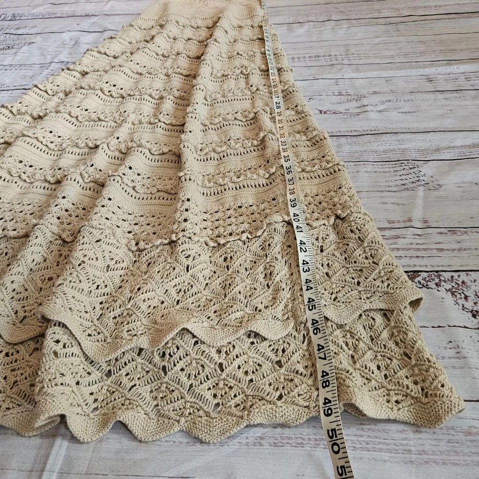 Maxi Vestido Y2K Moda Internacional Halter Crochet Beige Mujer XL Algodón Foto 2 de 4