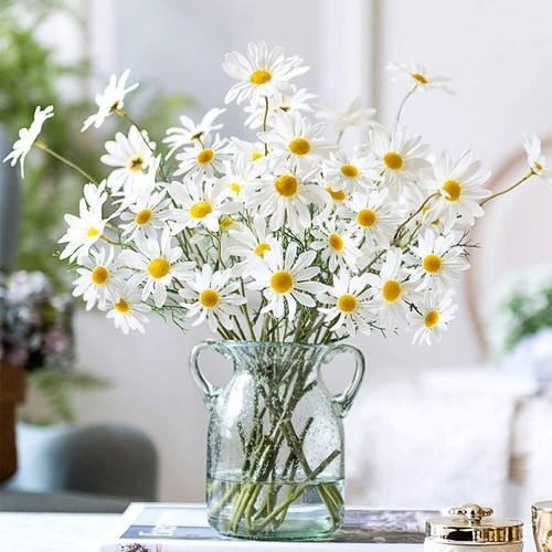 Artificial Flowers,10 pcs Silk Daisy, Artificial Gerber Daisy for Home Decora...
