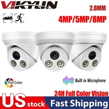 VIKYLIN 4MP 5MP 8MP Full-Color Security IP Camera Turret MIC Outdoor Waterproof