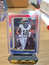 2025 Topps Chrome Football Chris Olave Red White Blue Refractor #216 SAINTS