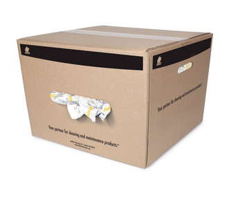 Box of Buffalo Industries 25 lbs. Terry Cloth Towel Gold Stripes