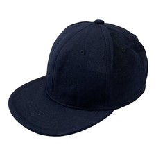 Pit Bull Fitted Cap Hat 6 7/8 Navy Blue Flat Brim Acrylic Baseball USA Made