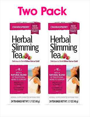 Two pack  Herbal Slimming Tea - Cranraspberry 24 Bag(S) per Box - exp 06/27