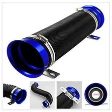 Car Air Intake Inlet Pipe Hose Flexible Adjustable 3" Blue Turbo Cold Tube Part