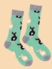 Men's Green  Corgi Dog Socks. FLASH SALE