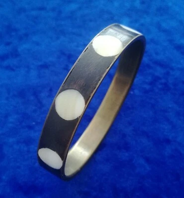 VINTAGE Bijou BRACELET noir et nacre corne ?  laiton - Photo 1/4