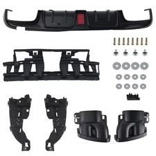 Led Bumper Diffuser+Exhaust Tips For 2015-2021 Benz W205 C63 C43 SEDAN B Style