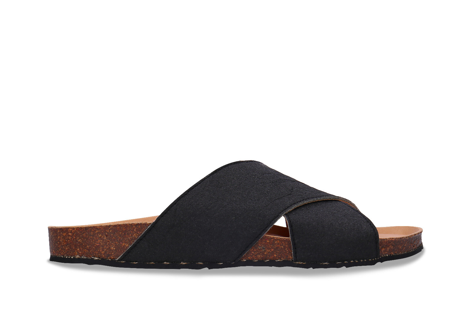 Sandalias veganas unisex negras suela anatómica acolchada de neumático reciclado