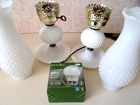 Vtg Candlewick Base White Milk Glass Table Lamp
