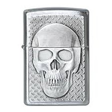 Zippo Lighter Brushed Chrome Skull Windproof Lighter Gift Boxed