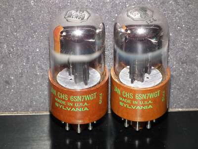 6SN7-WGT SYLVANIA ワンペアセット 真空管 (98) Matched Pair RARE 6SN7WGT Sylvania NOS Chrome Tops RARE Brown base