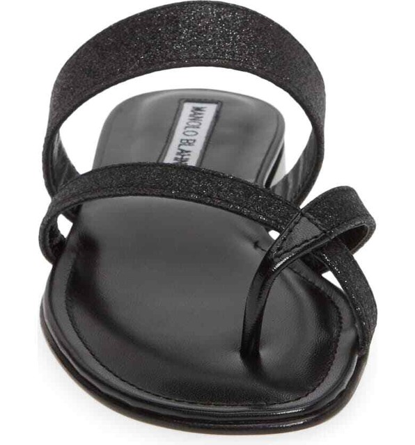 Manolo Blahnik Thong Flip-Flop Slide Sandal Susa Black Glitter Size 36.5 US 6.5 | eBay