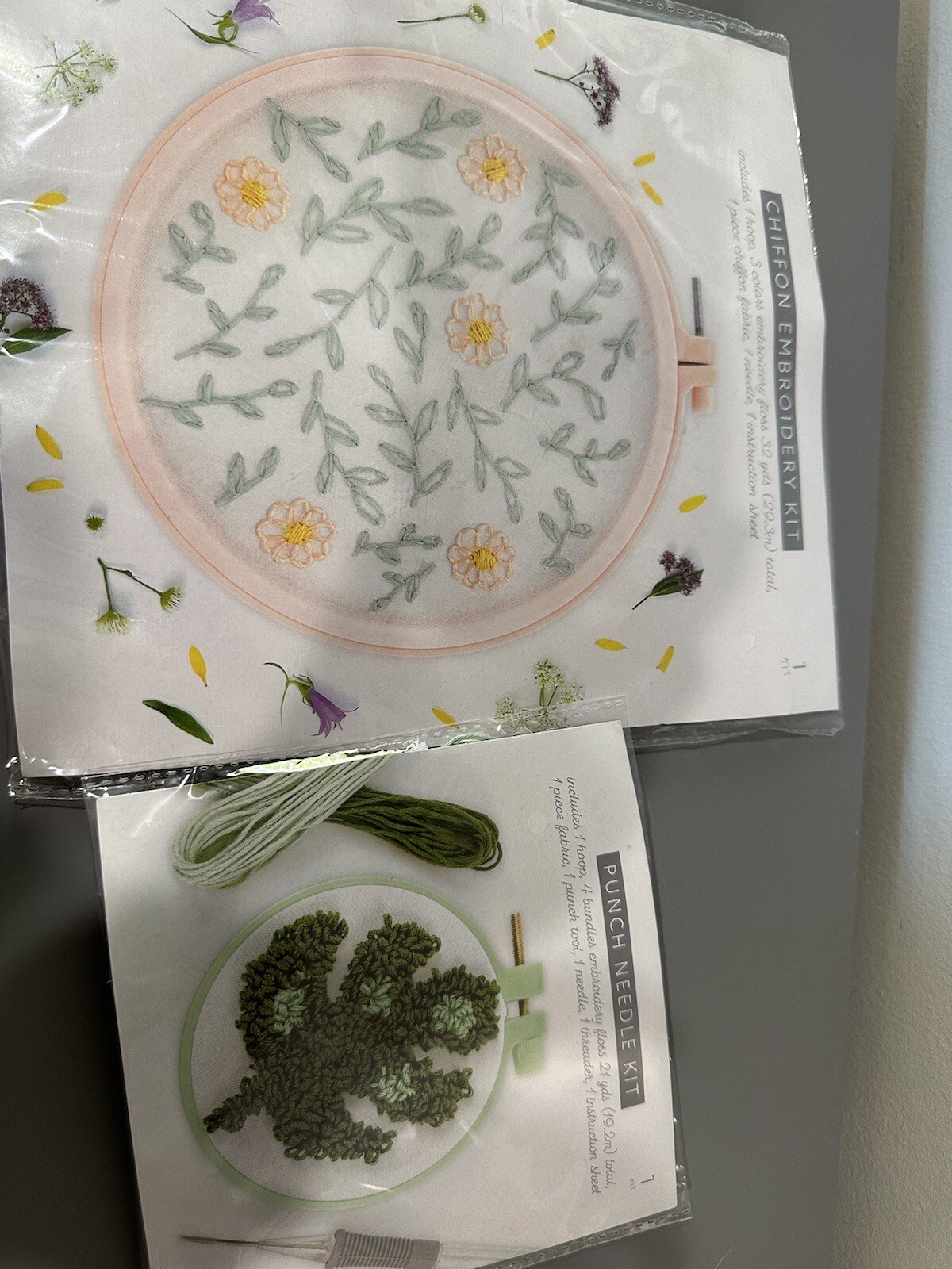 Chiffon Floral Embroidery Kit & Punch Needle Kit