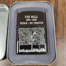 Vietnam Remembered The Wall Zippo Lighter Mint In Box 2002 New Made In USA ๐บ๐ธ