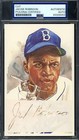 Jackie Robinson PSA DNA Coa Signed Perez Steele Cut Postcard Autograph