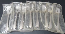WM A Rogers A1 Plus Oneida Ltd Meadowbrook Silverplate Set 8 Salad Forks NOS